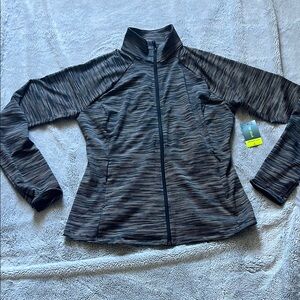 Tek Gear Women's Black and Gray Striped Jacket